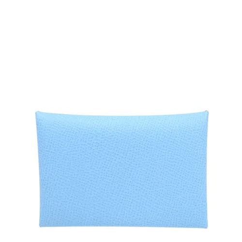 HERMES Calvi Epsom Calfskin Card Holder, Wallet Women's 7N Celeste Sky Blue