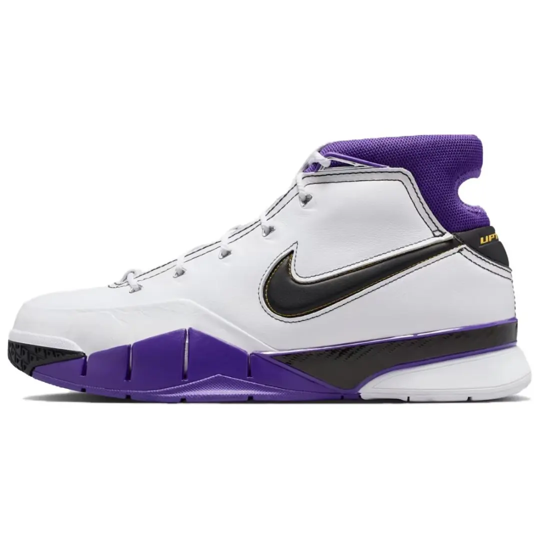 Nike Zoom Kobe 1 High top Vintage Basketball Shoes Men's White Purple Black 2026 Edition