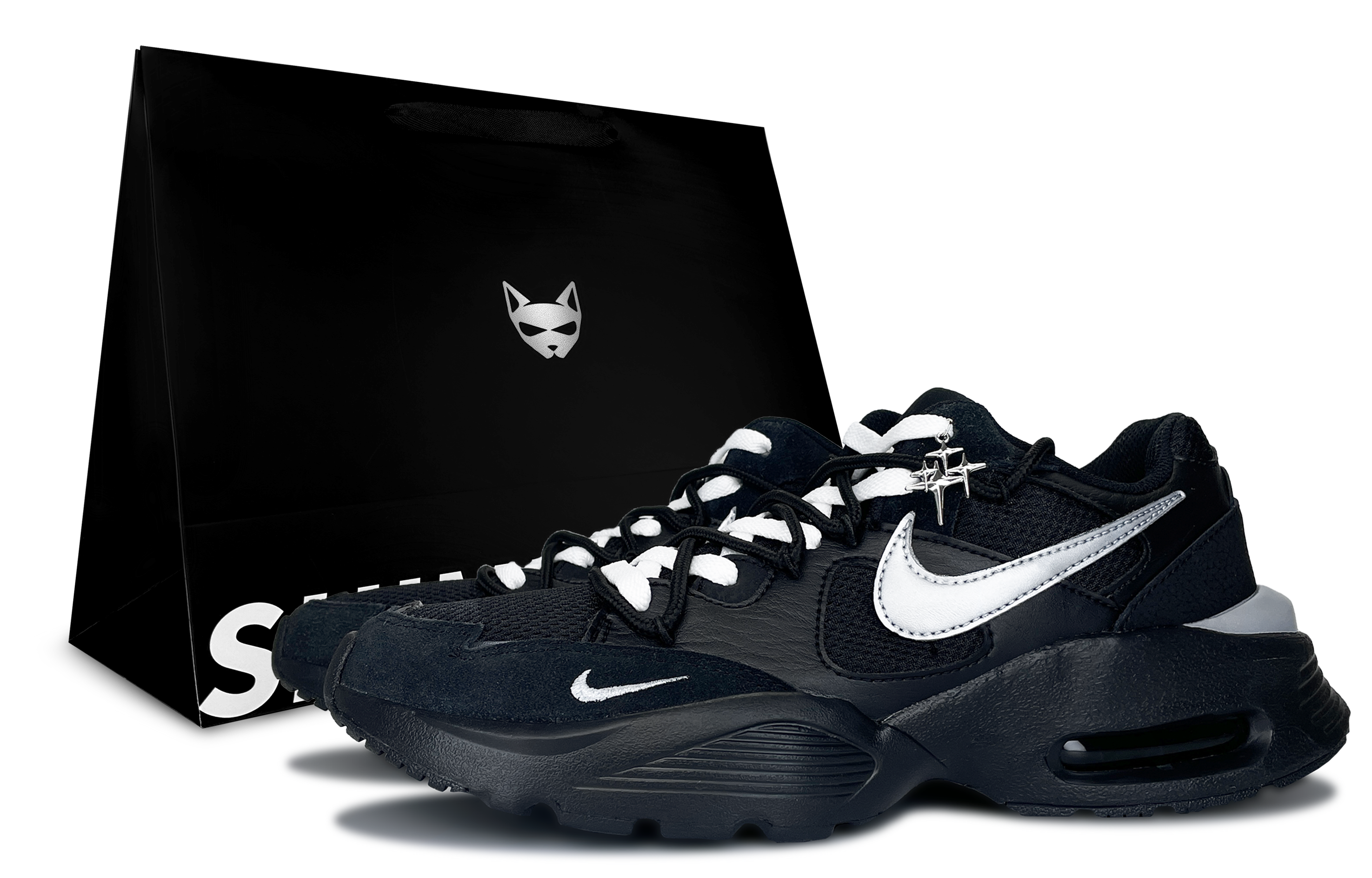 Nike Air Max Fusion Abrasion Resistant Low top Running Shoes Men’s Black Silver