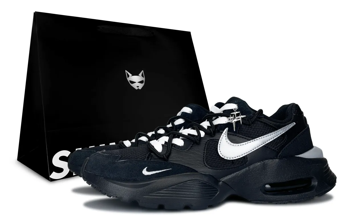 Nike Air Max Fusion Abrasion Resistant Low top Running Shoes Men's Black Silver