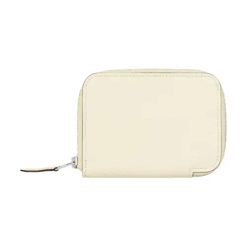 HERMES Azap Cow Leather Wallet Mini Women's Gray White