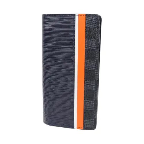 LOUIS VUITTON Brazza EPI Leather With Canvas Wallet Men's Marine Blue