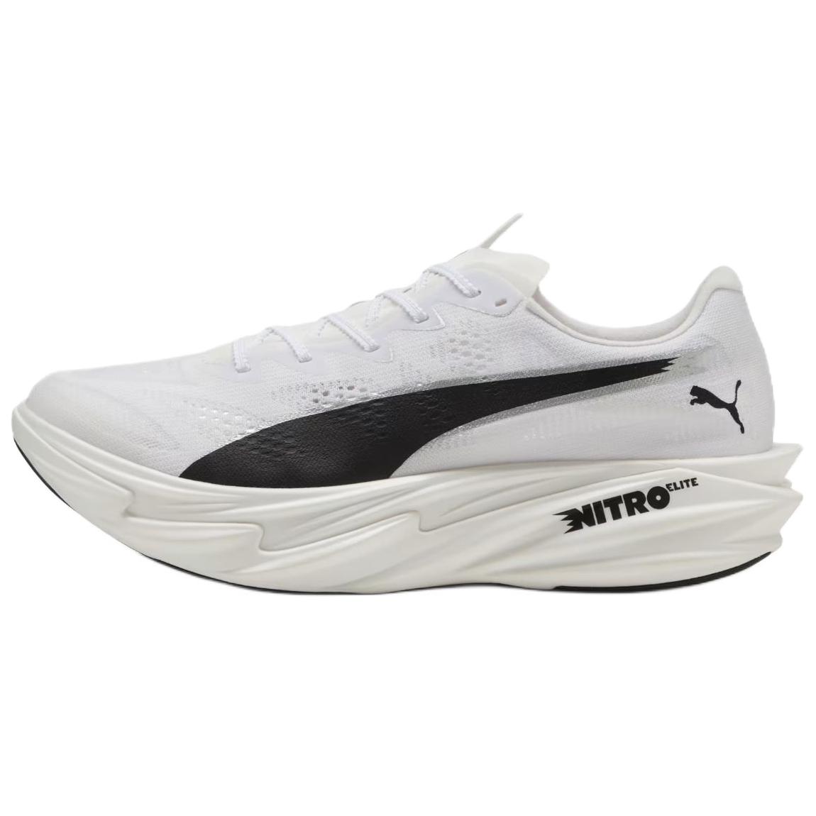 Мужские кроссовки PUMA PUMA Deviate Nitro Elite 4 2E (бело-черные)