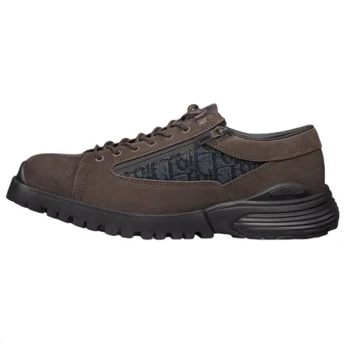 DIOR Combat Cow Split Leather Low top Casual Shoes Men's Dark Brown