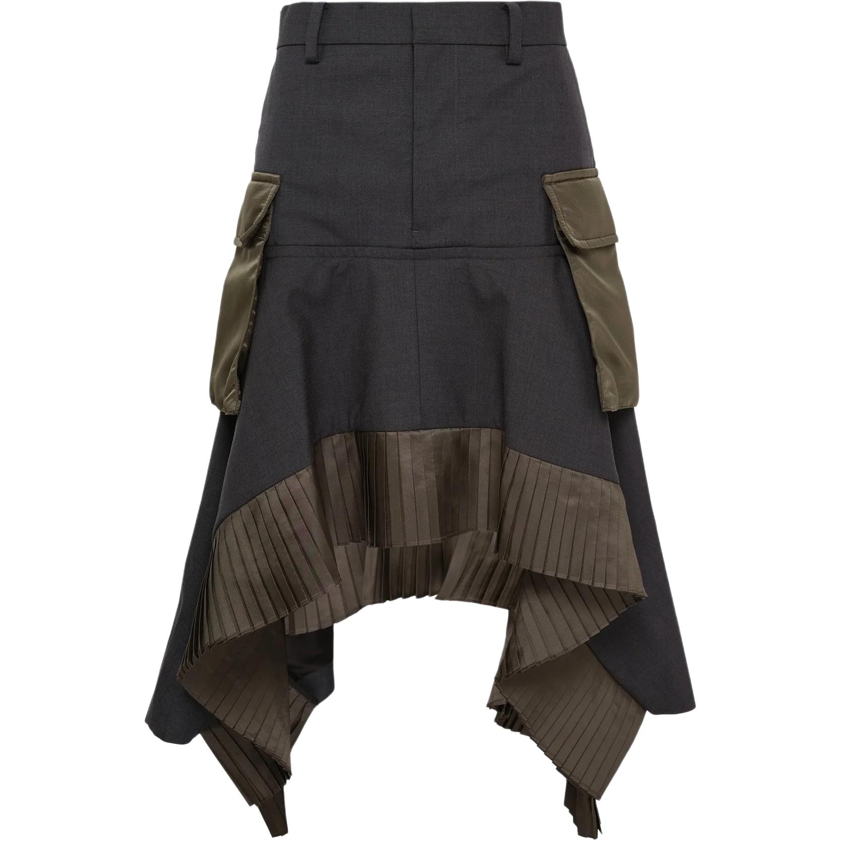 Женская юбка Sacai Sacai Suiting Nylon Twill Skirt (зеленая)