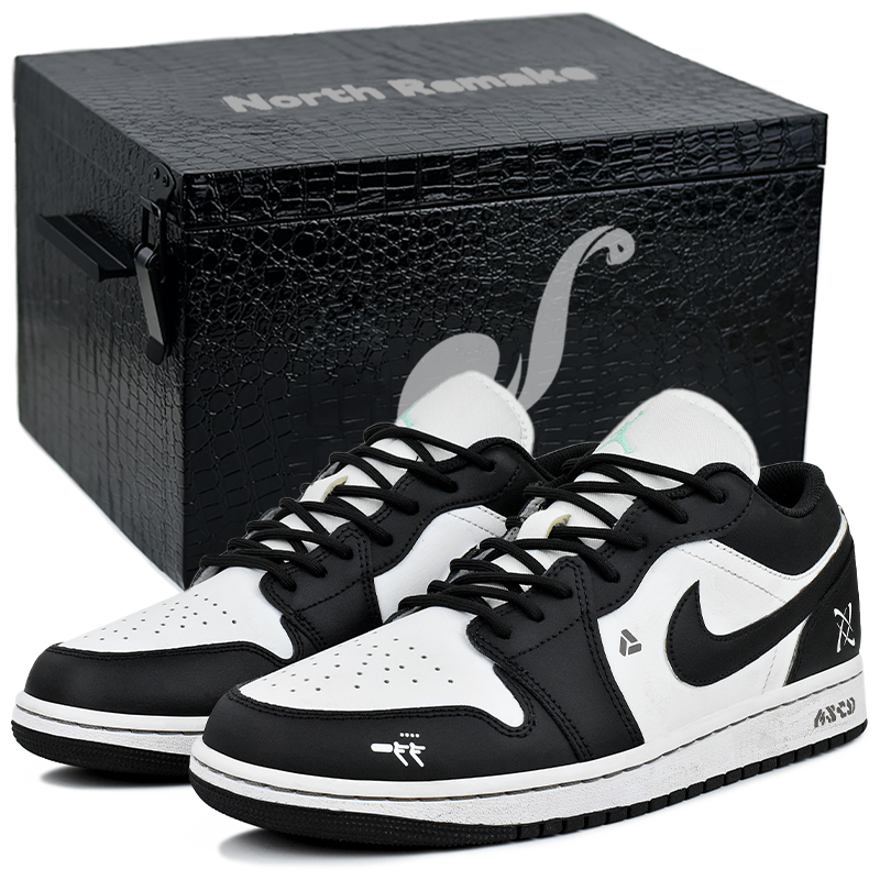 Jordan Air Jordan 1 Abrasion Resistant Low top Vintage Basketball Shoes Men’s Black White