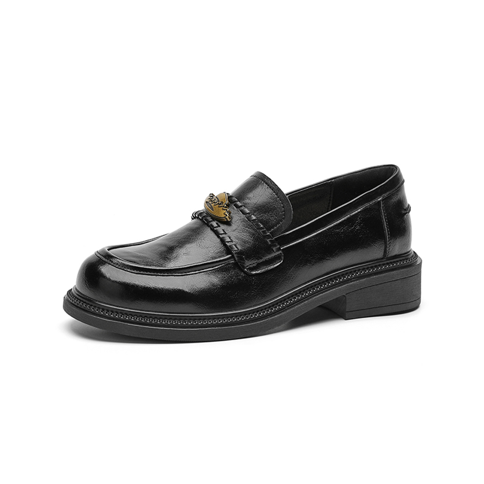 DAPHNE retro Maillard thick-soled British-style small leather shoes, lazy one-foot commuting shallow shoes, flat soles that do not tire your feet, college jk sweet girl, loafers, 4cm women