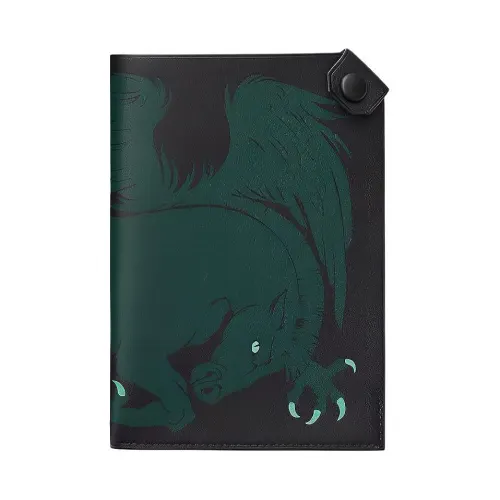 HERMES Tarmac Swift Calfskin Passport Holder Women's Black/Cypress Green