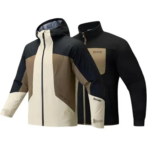 Anta Outdoor Collection Waterproof, Windproof, And Breathable Windbreaker Jacket Men's Basic Black/Date Paste Brown
