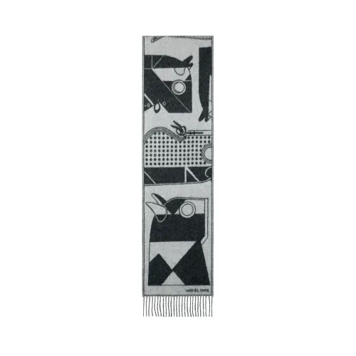 HERMES Cashmere Knit Scarves Men's Gray