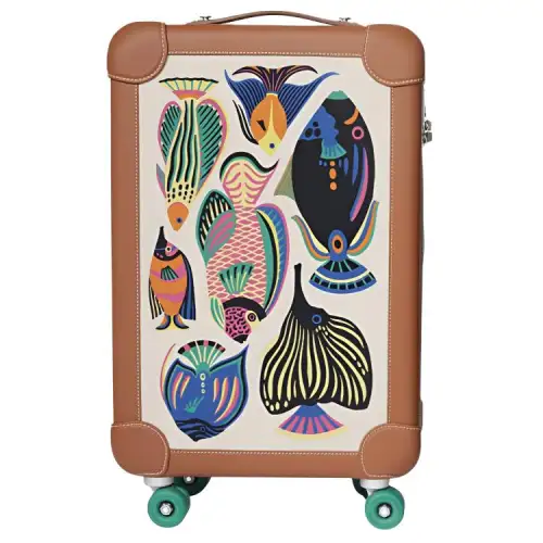 HERMES Plume H Canvas With Régate Calfskin Trolley Bag Unisex Multicolor