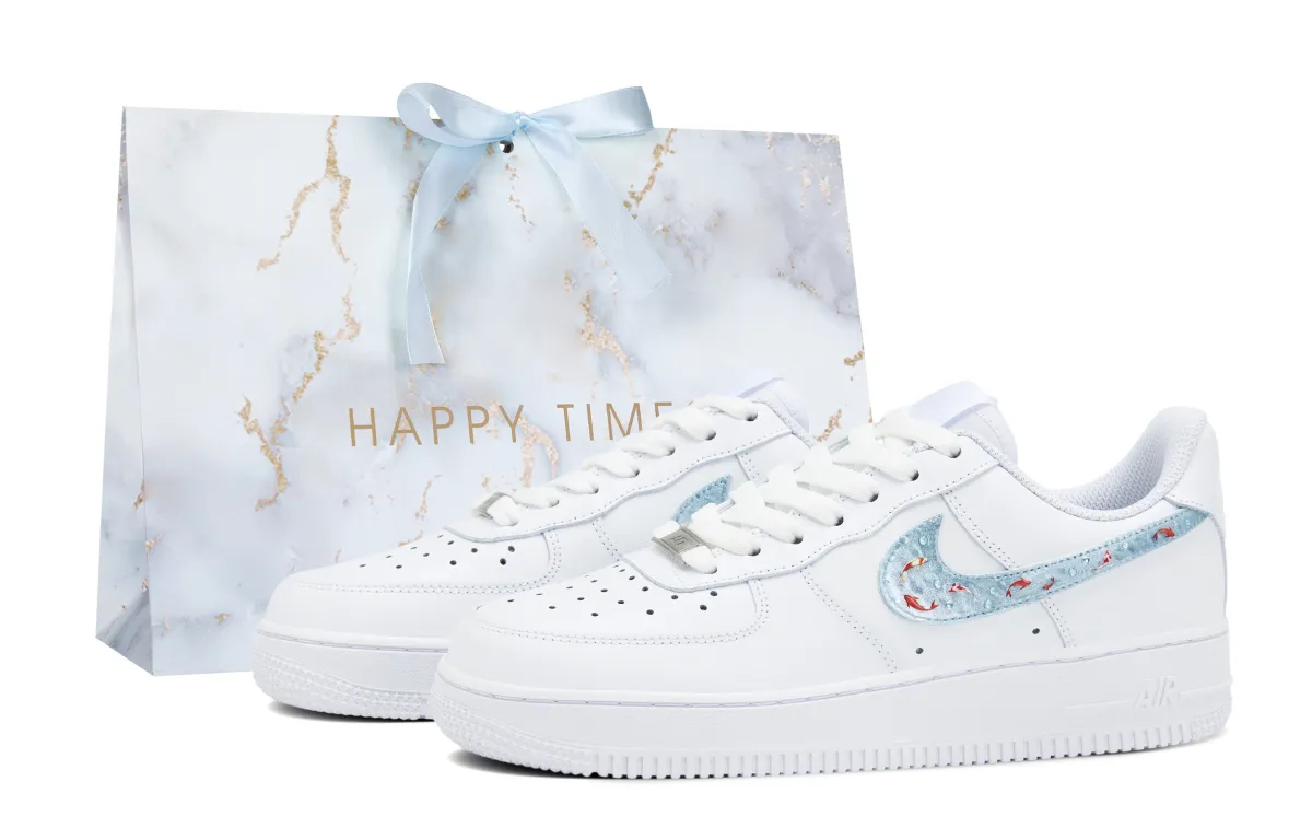 Nike Air Force 1 Low top Skateboard Shoes Women's White Blue