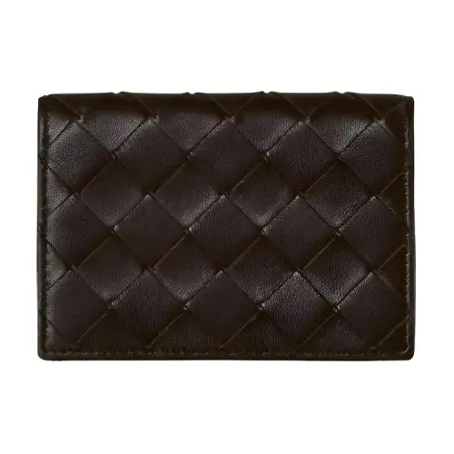 Bottega Veneta Nappa Lambskin Card Holder Women's Dark Chocolate