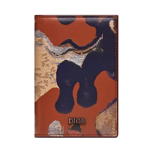 DIOR Cow Leather Double Fold Card Holder Regular Men's Camouflage