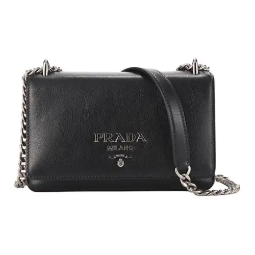 PRADA Leather Shoulder Bag, Crossbody Bag Women's Black