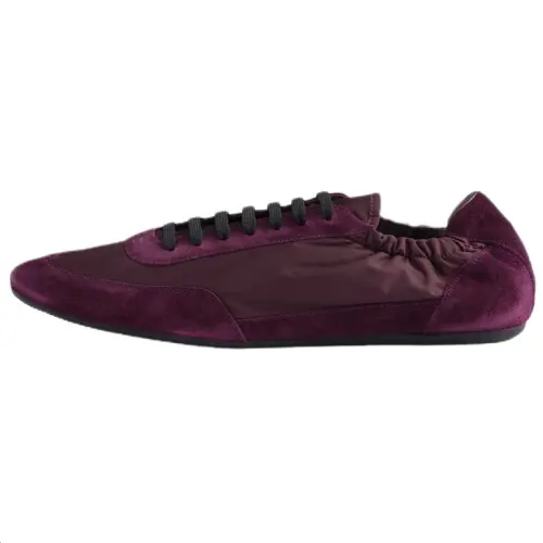 PRADA Re Nylon Collapse Leather Low top Casual Shoes Women's Burgundy