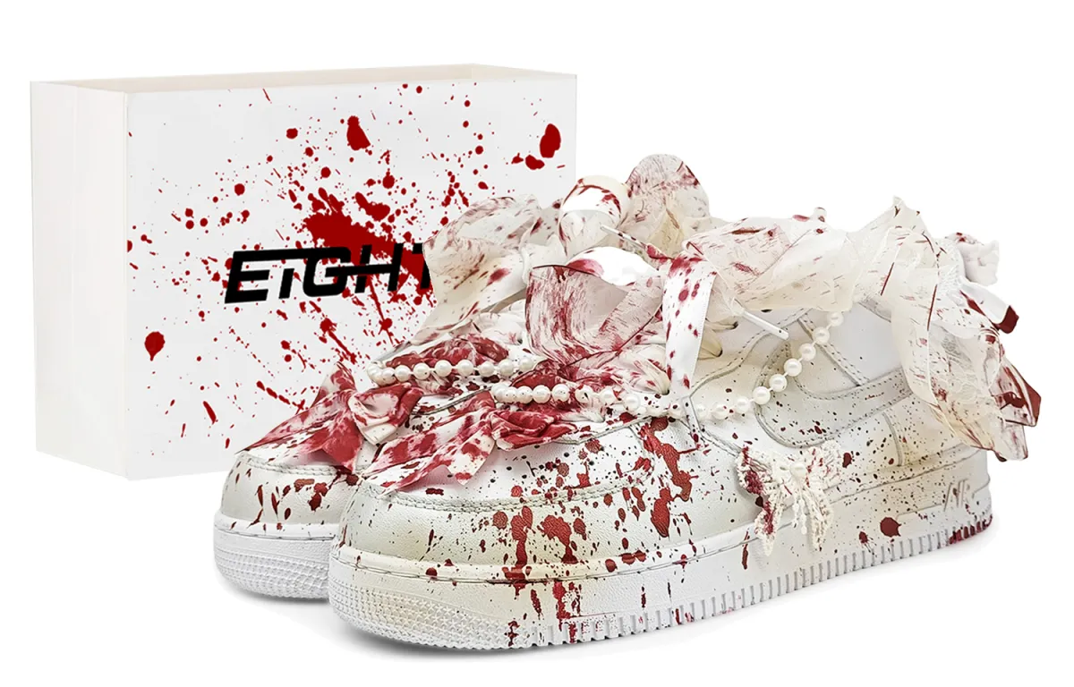 Nike Air Force 1 Abrasion Resistant Low top Skateboard Shoes Men's White Red