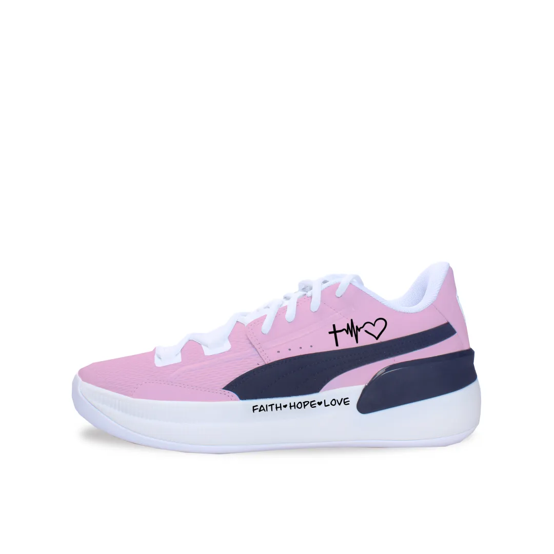 PUMA Clyde Hardwood Cushioning Slip Resistant Abrasion Resistant Balance Low top Basketball Shoes Unisex Pink
