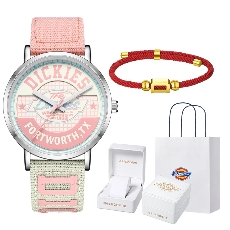 Dickies DOPAMINE Wrist Watches Quartz Movement Nylon Strap Pink Watch Dial Women's Watch