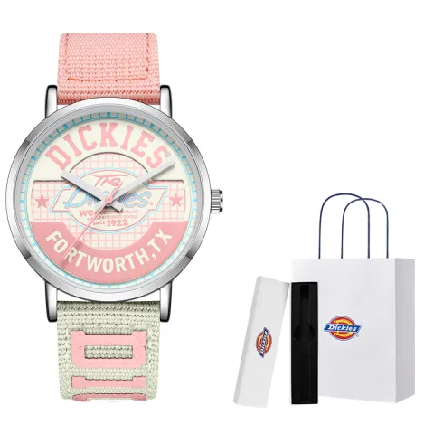 Dickies DOPAMINE Wrist Watches Quartz Movement Nylon Strap Pink Watch Dial Women's Watch