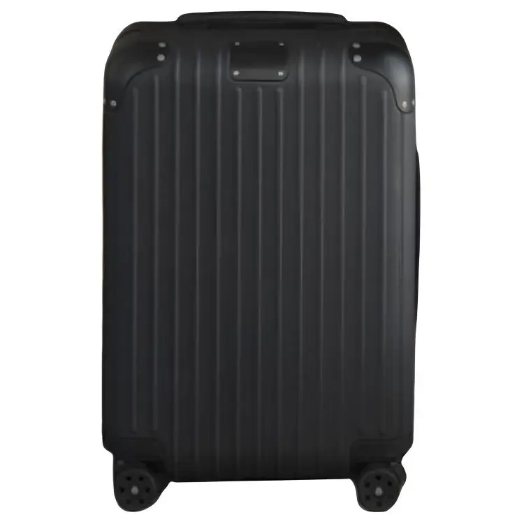 RIMOWA Distinct Leather & Aluminum Magnesium Alloy Luggage Suitcase For Air Travel 21 Inch Unisex Black