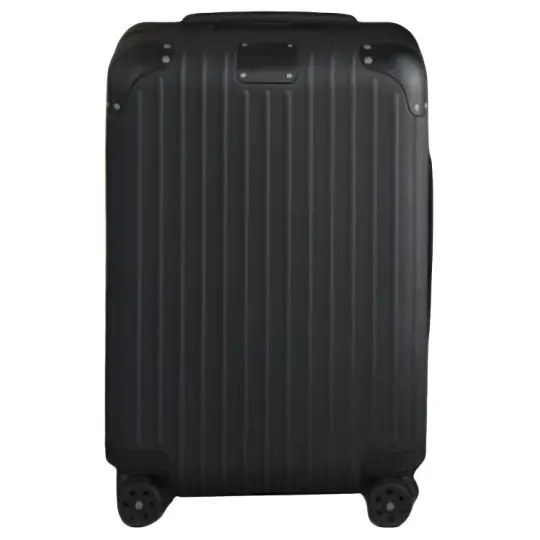 RIMOWA Distinct Leather & Aluminum Magnesium Alloy Luggage Suitcase For Air Travel 21 Inch Unisex Black