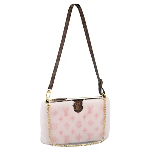 LOUIS VUITTON Mink Fur Leather Crossbody Bag, Shoulder Bag Women's