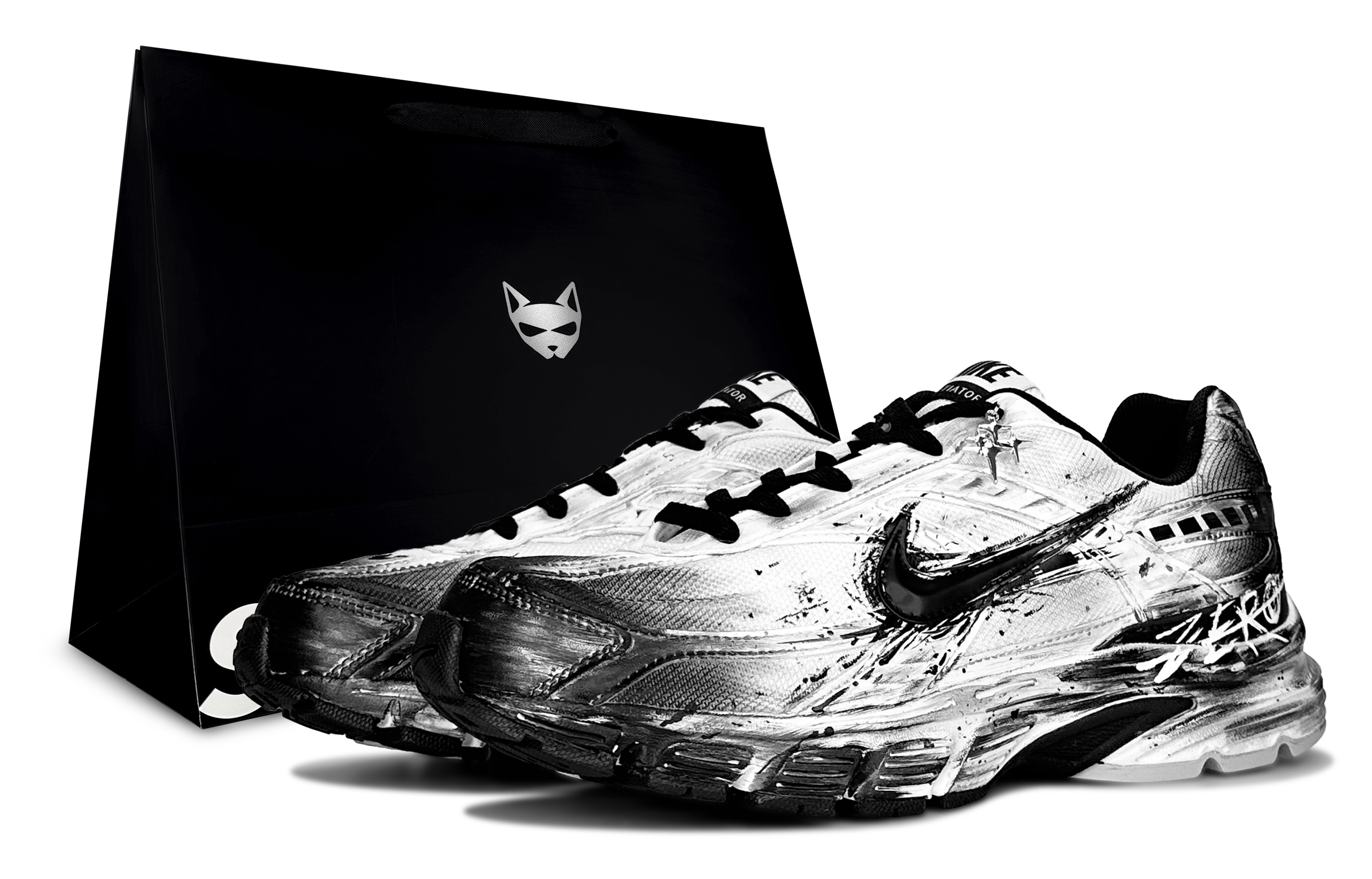 Nike Initiator Cushioning Abrasion Resistant Breathable Low top Casual City Commuting Running Shoes Men’s Black White