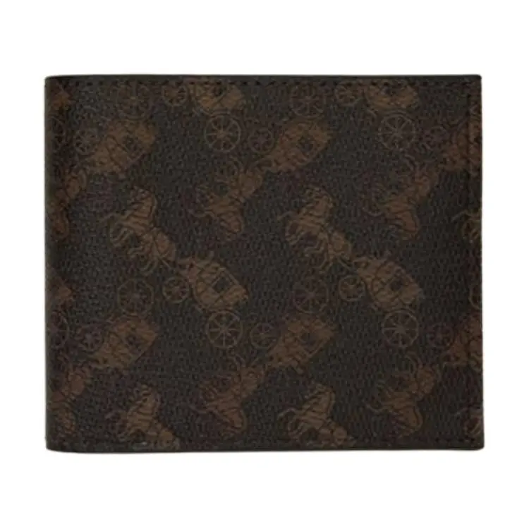 COACH Billfold Wallet PVC Polyvinyl Chloride Clutch Wallet Men's Dark Brown