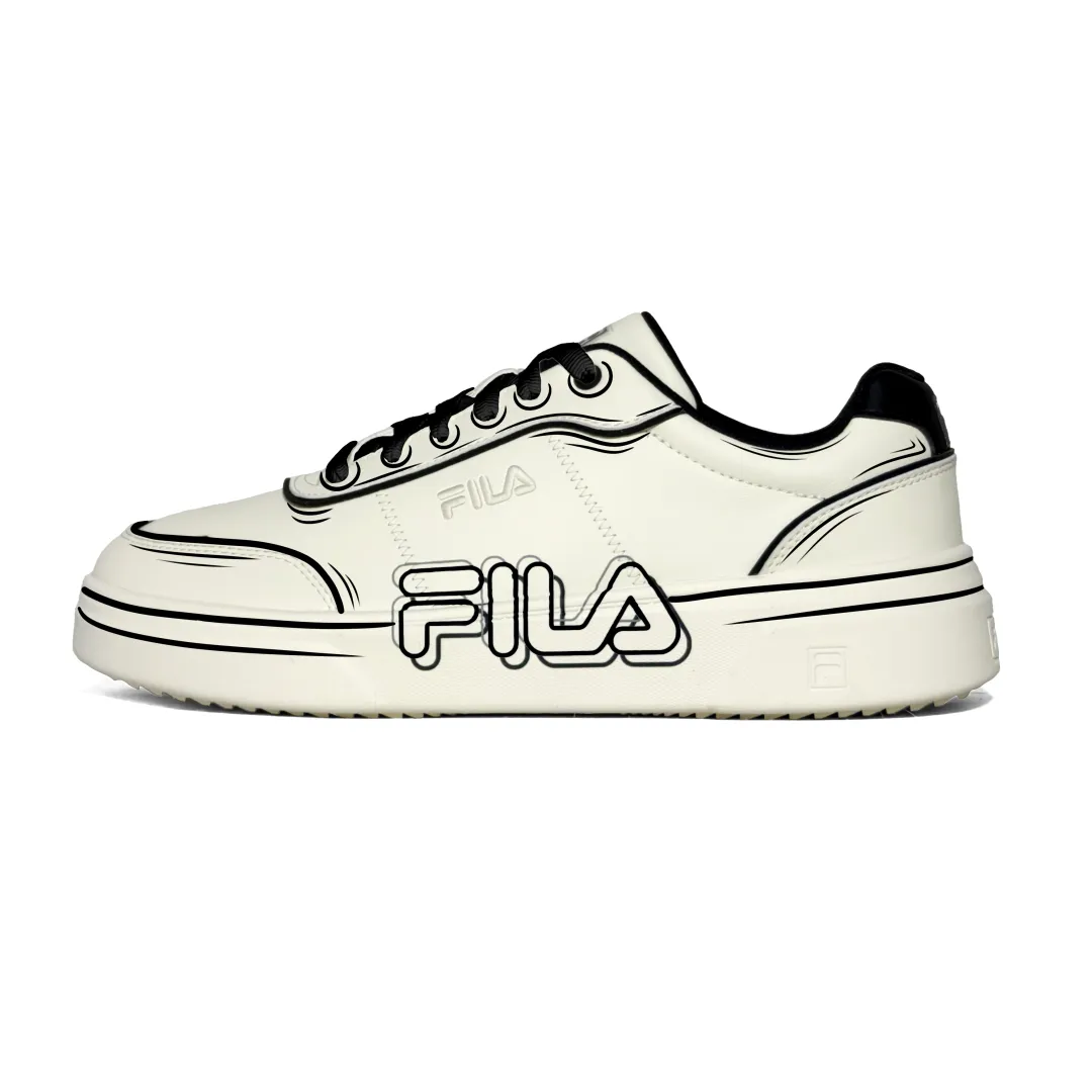FILA Game Point Anime Line Synthetic Leather Cushioning Abrasion Resistant Lightweight Low top Tennis Shoes Men's White