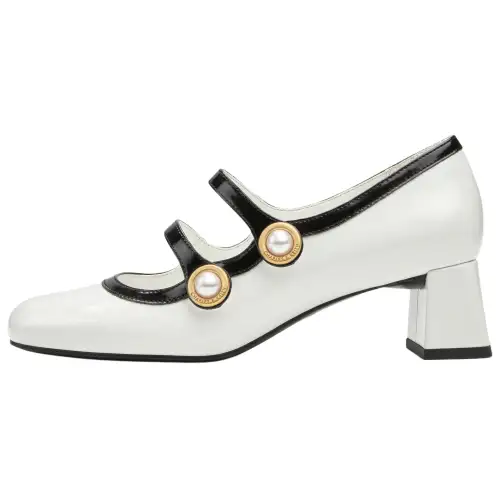 CHARLES&KEITH Small Ck Pu Chunky Heel Mary Jane High Heels 4.7CM Women's