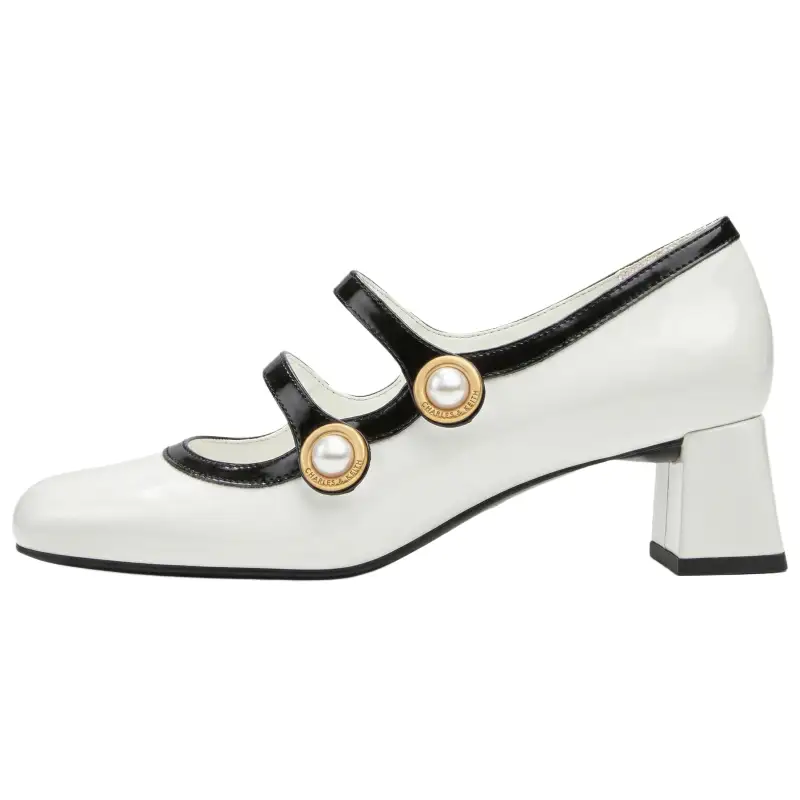 CHARLES&KEITH Small Ck Pu Chunky Heel Mary Jane High Heels 4.7CM Women's