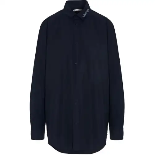 Balenciaga Shirts Women's Blue Lapel Moderate Shirt