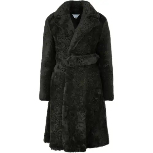 Bottega Veneta Coats Women's Green Lapel Moderate Straight Fit