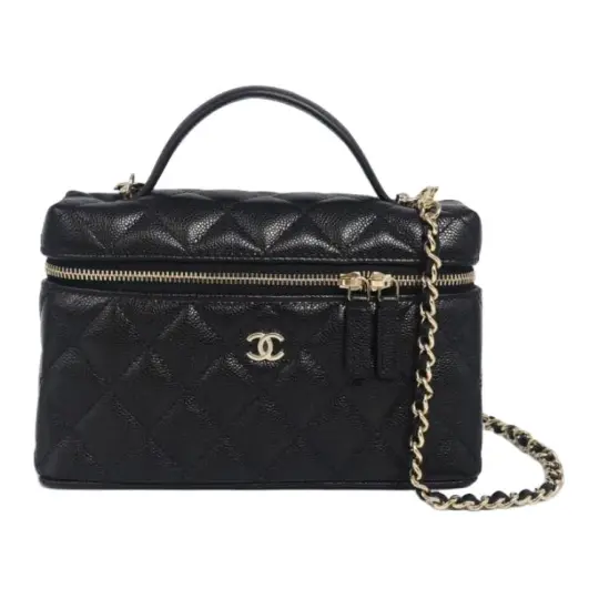 CHANEL Chanel 25C логотип бренда застежка-молния из сплава с пряжкой из ромба через плечо LP сумка-коробка из зернистой воловьей кожи с золотой фурнитурой сумка женская черная