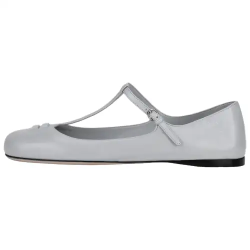 MIU MIU Leather Flat Casual Shoes Women's Blue