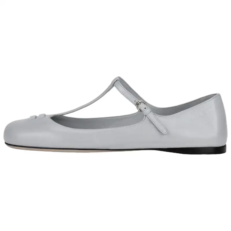 MIU MIU Leather Flat Casual Shoes Women's Blue