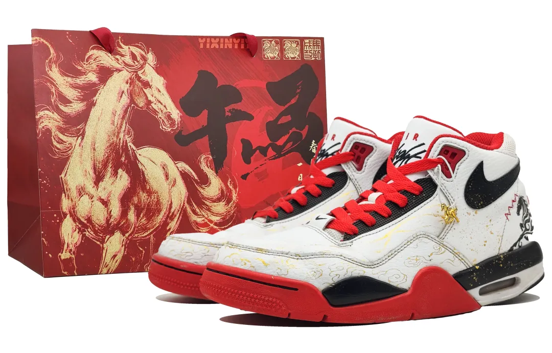 Nike Flight Legacy High top Vintage Basketball Shoes Unisex Flame Red
