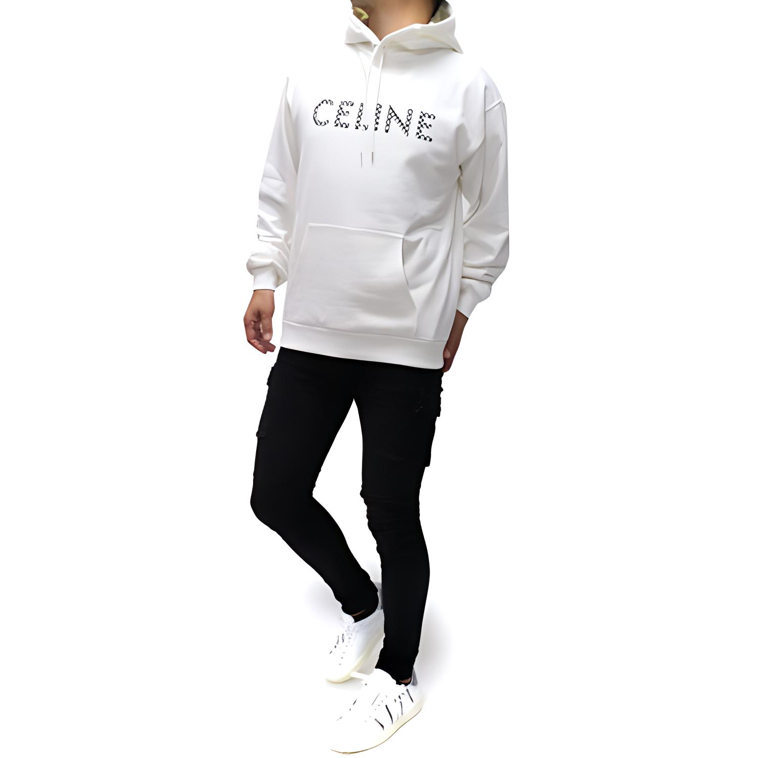 Мужское худи CELINE Logo (молочно-белое) — фото 3