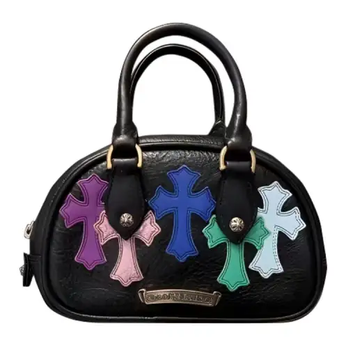 Chrome Hearts Leather Bowling Bag, Shoulder Bag, Handbag Mini Women's Black
