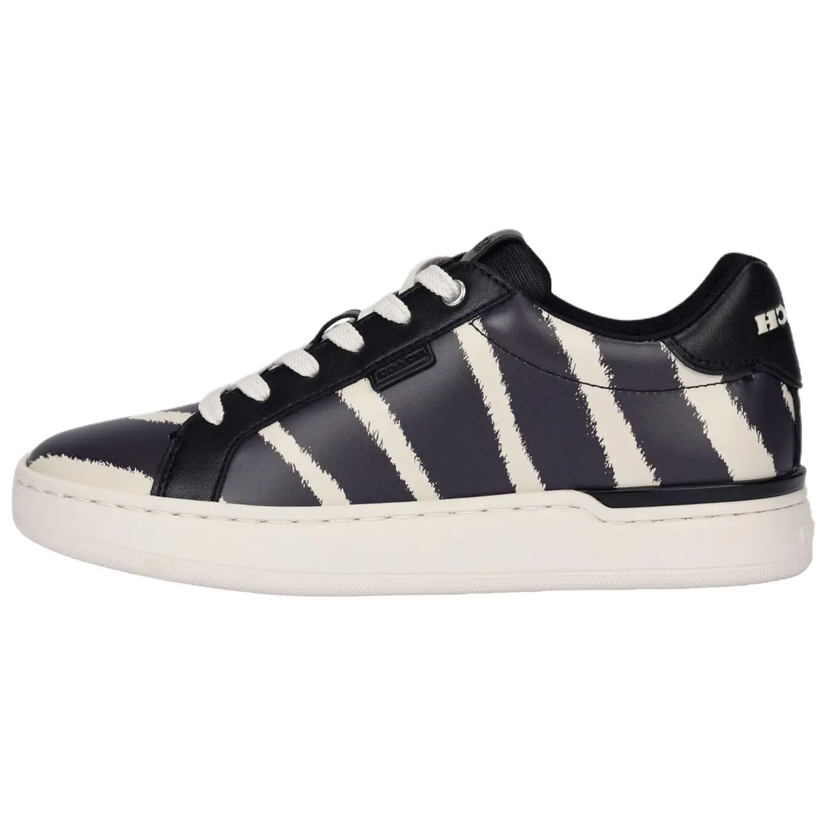 COACH Lowline Leather Low top Skateboard Shoes Women's Zebra