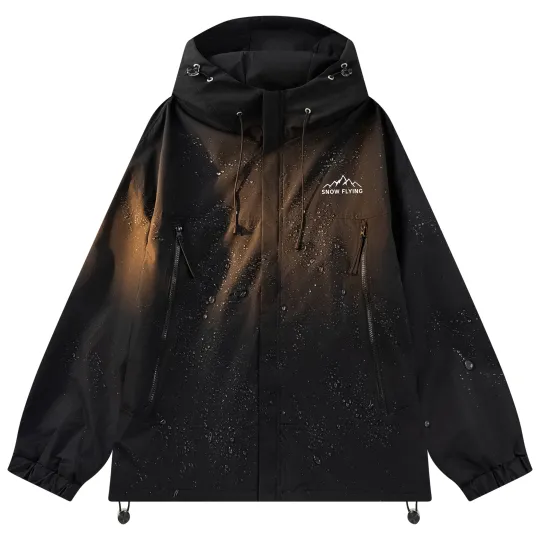 Летающий в снегу SNOW FLYING Tianshan Series 1.0 Горный функциональный открытый студенческий стиль с вышивкой контрастного цвета Печать логотипа бренда Свободный капюшон с ветрозащитной и водоотталкивающей пропиткой Удобная и теплая универсальная рабочая одежда Холодостойкая повседневная штурмовая куртка дофаминового цвета одинакового стиля для мужчин и женщин