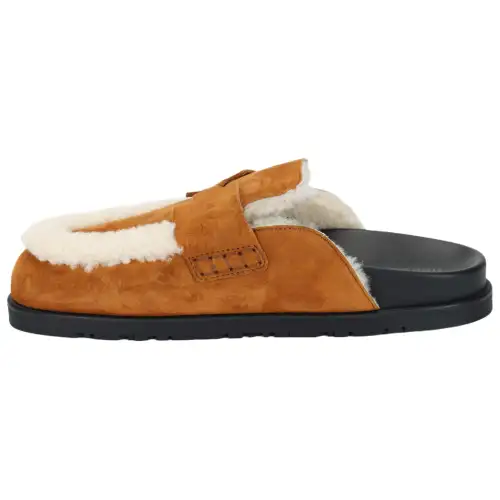 HERMES Go Slip Resistant Closed Toe Slippers Women's Brown