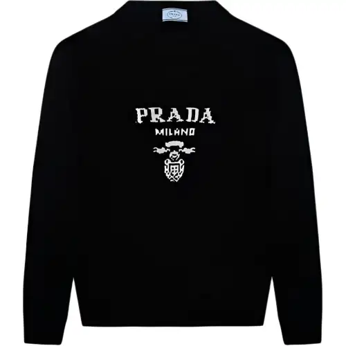 PRADA Intarsia logo Ribbed knit Sweater