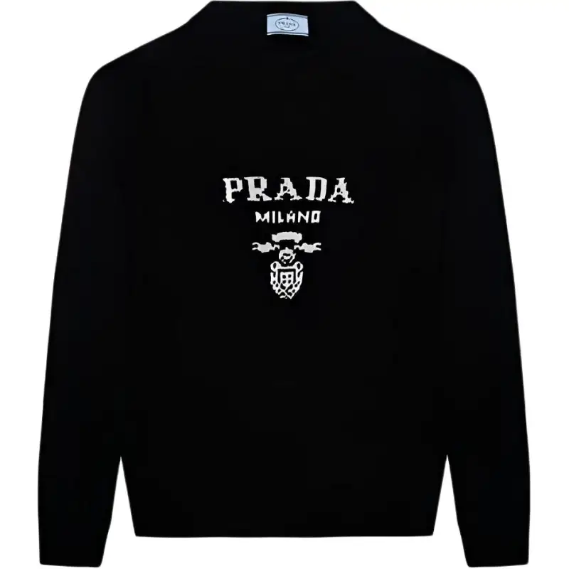 PRADA Intarsia logo Ribbed knit Sweater