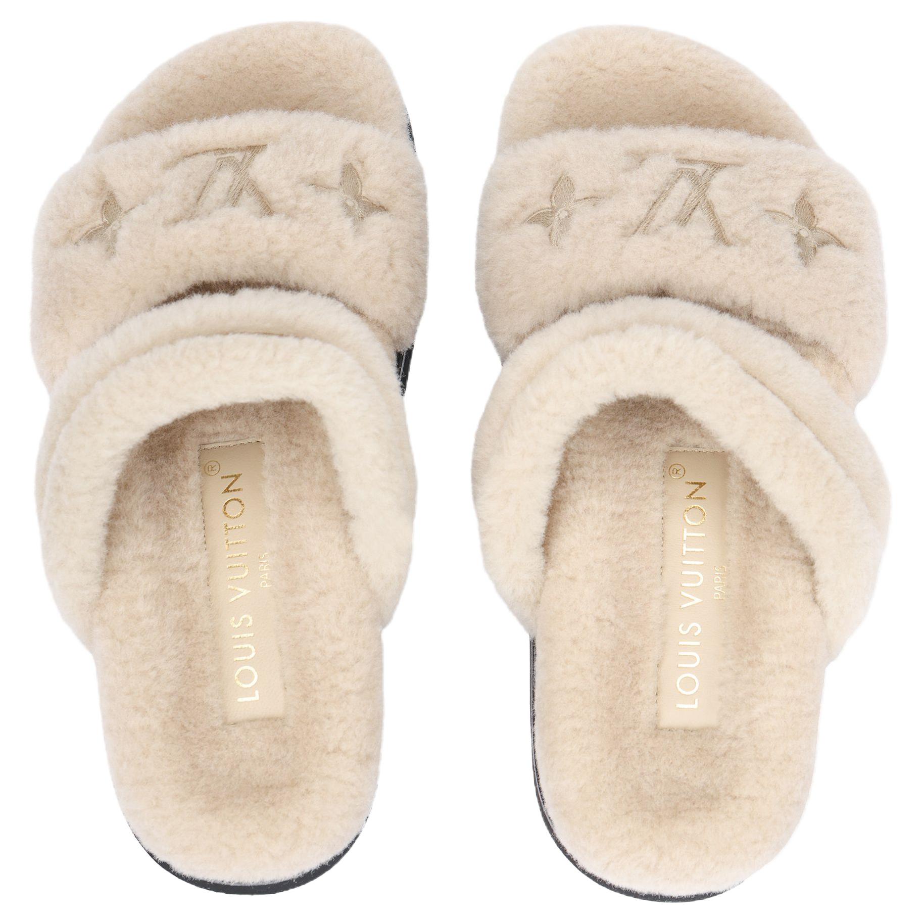 LOUIS VUITTON Sunset Slide Slippers Women's Beige