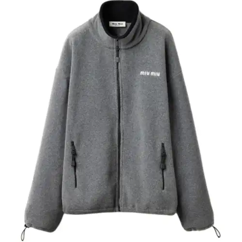 Miu Miu logo-embroidered fleece sweatshirt