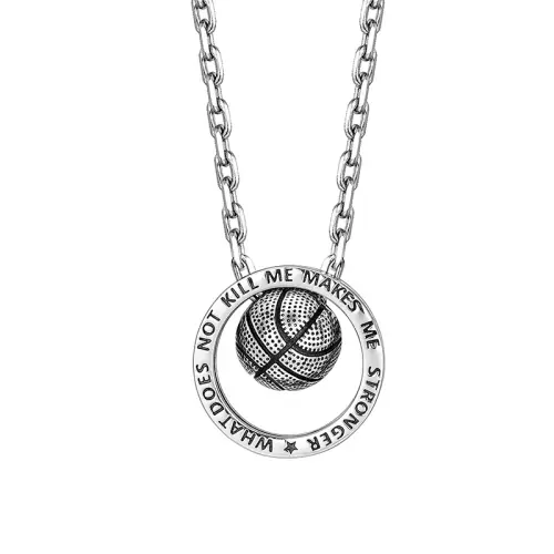 Genuine design basketball pendant, trend chain hip-hop style, universal accessory handmade for gym, necklace, silver 925 sample, simple and elegant design, American style, light luxury style, high-quality style, men's style