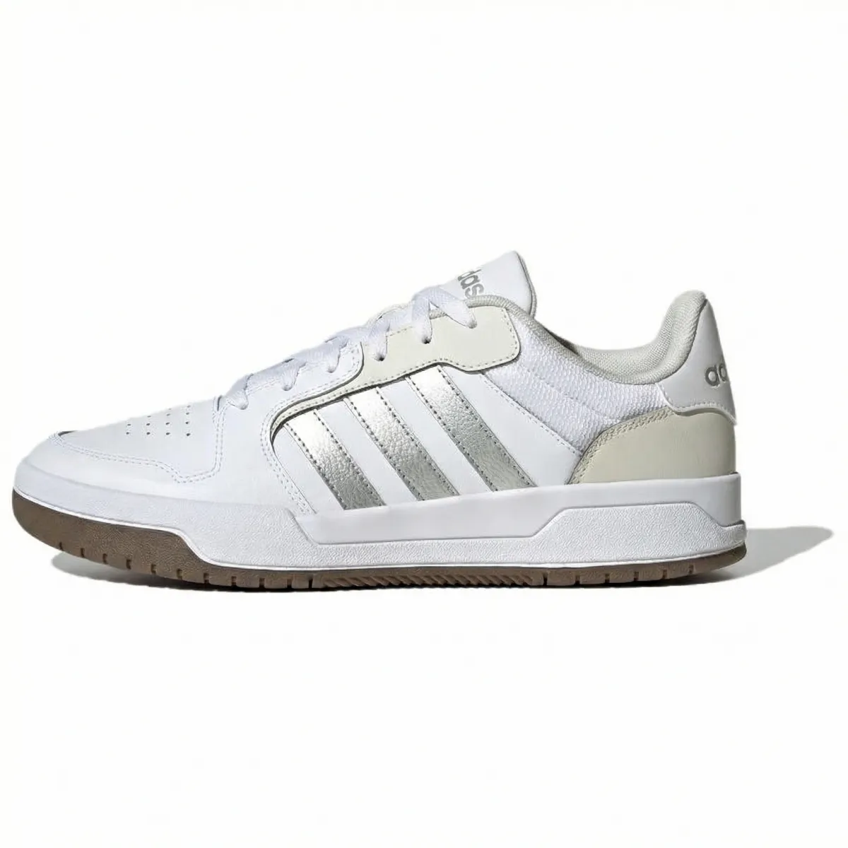 Adidas Textile, Synthetic Leather, Split Cow Leather Low top Skateboard Shoes Unisex White Silver