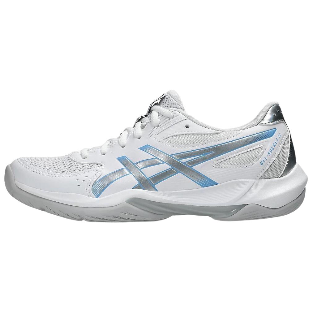 ASICS GEL-ROCKET 12 comfortable, durable, supportive, breathable volleyball shoes for women, white gray